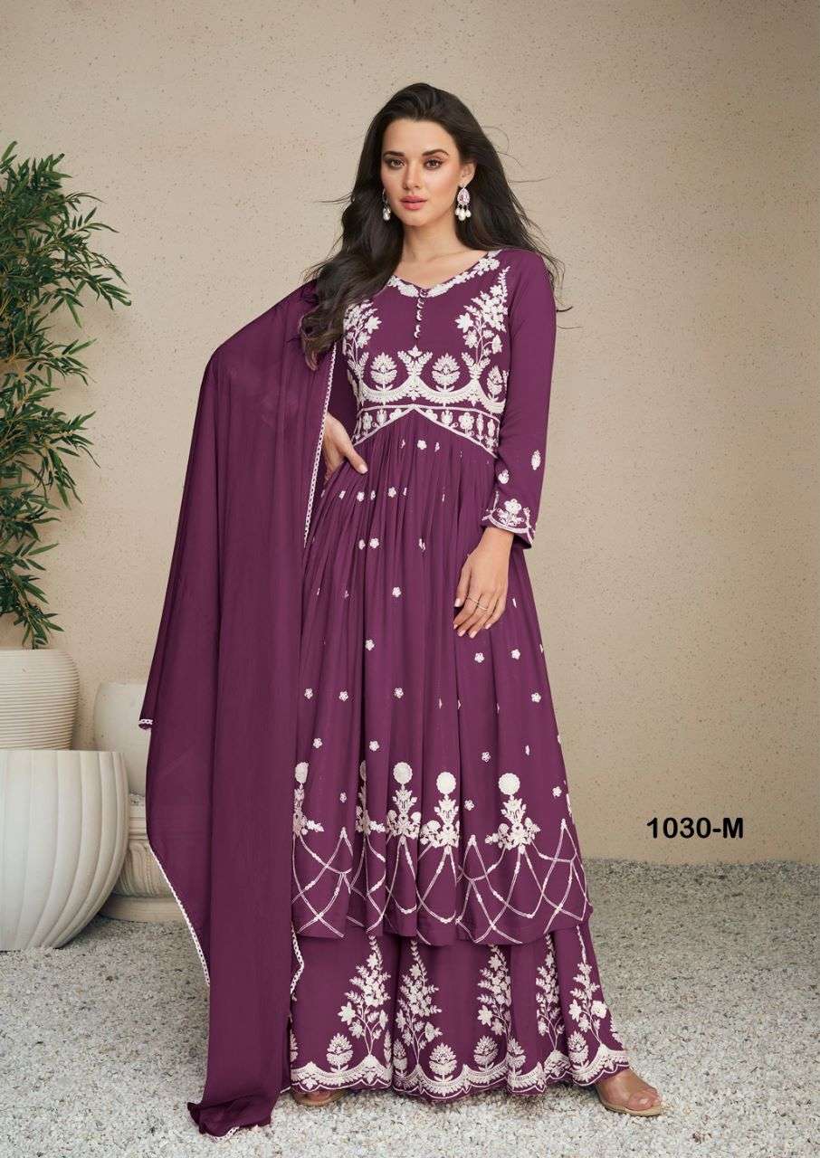 LAKHNAVI VOL 5 DARK COLOR HEAVY REYON LAKHNAVI WORK NAYRA CUT KURTI WITH PLAZO AND NAZMIN DUPATTA BY S3FOREVER BRAND 1030 M